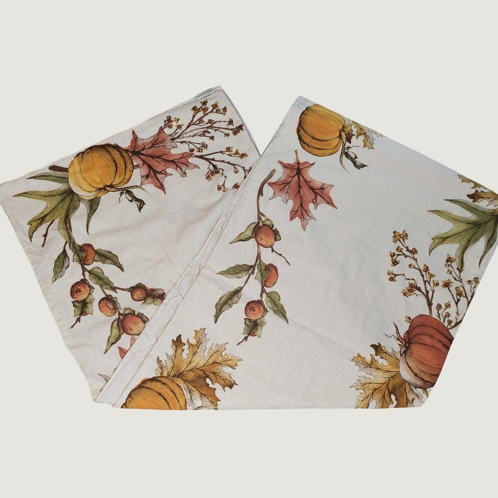 Pottery Barn Pumpkin Harvest Table Runner 18x90 Fall Autumn Leaves 2011 RARE